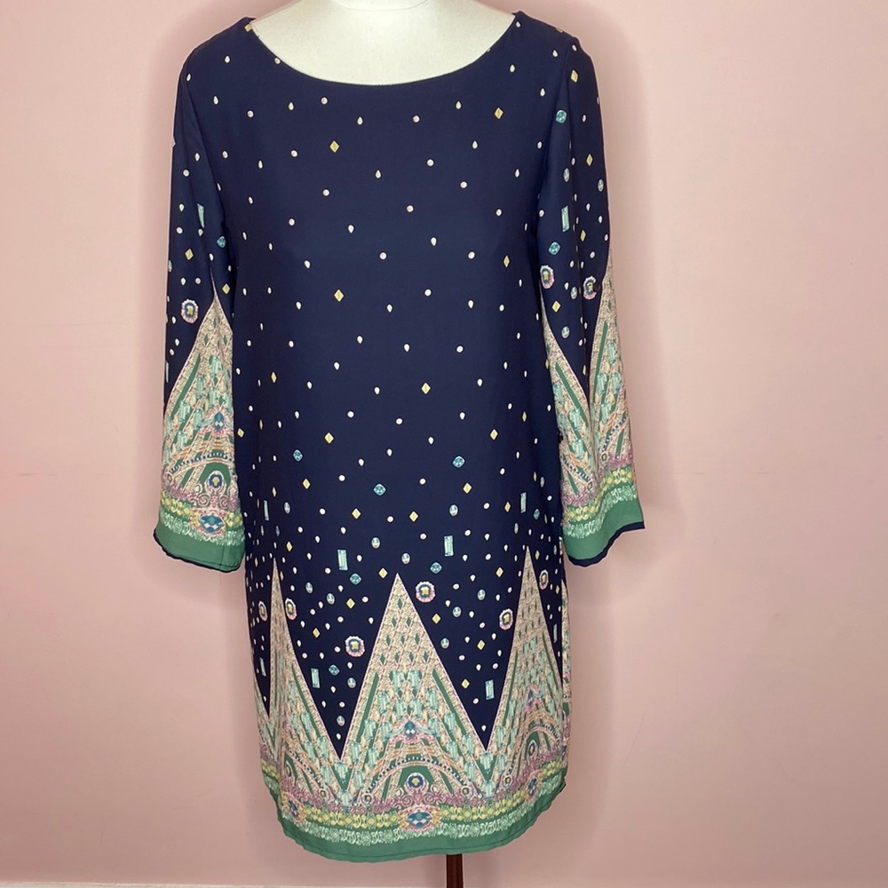 Ovi Navy Blue Dress with Design